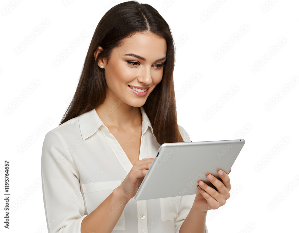 Beautiful smiling woman holding a tablet computer. Beautiful smiling woman holding a tablet computer.