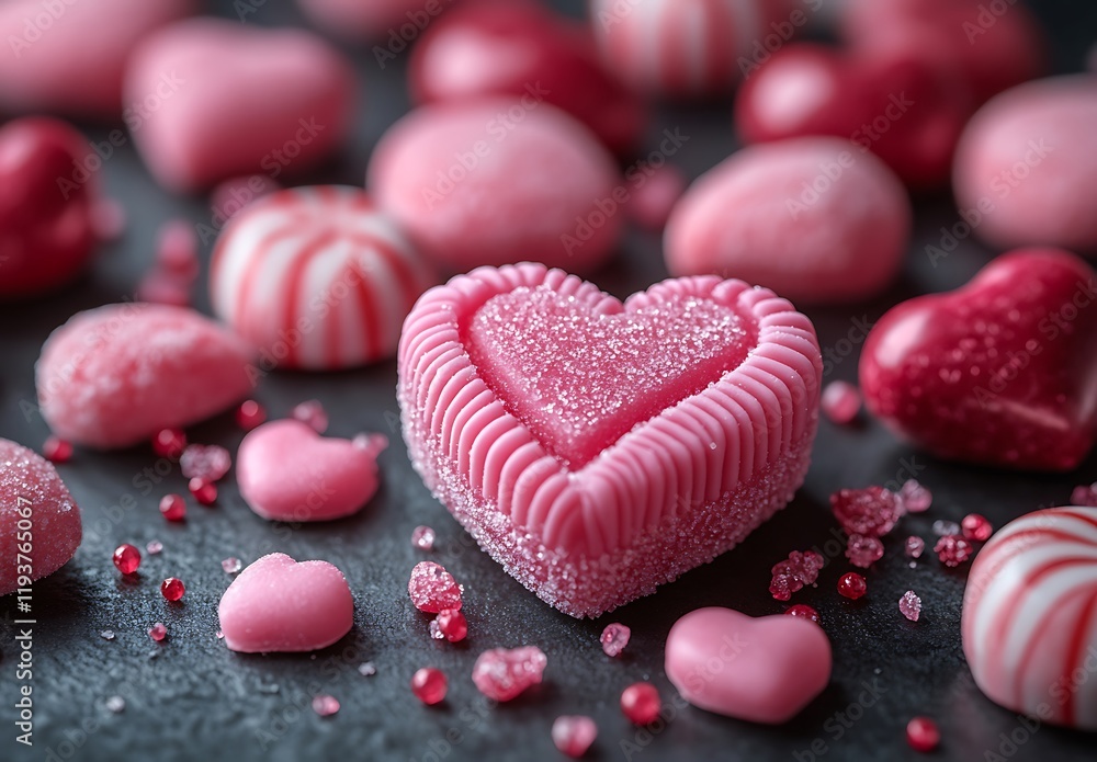 Obraz premium Heart-Shaped Candy on a Black Surface