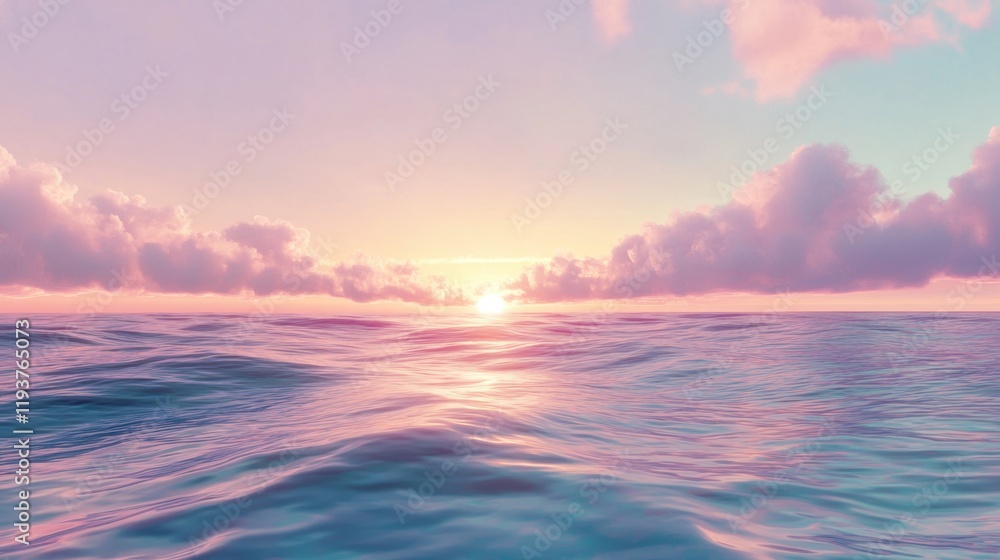 Tranquil Ocean View at Dawn with Pastel Sky Colors Tranquil Ocean View at Dawn with Pastel Sky Colors