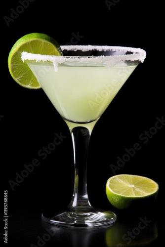Classic Margarita Cocktail with Lime Slices. Isolated Glasses on White Background for Drinks and Alcohol Themes