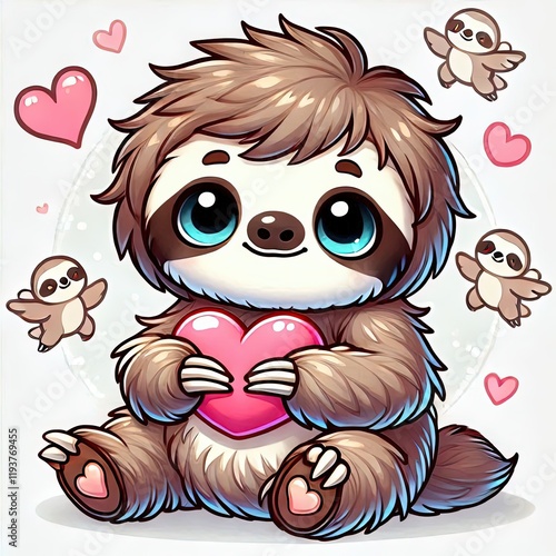 a baby sloth kawaii style love valetine 0051 photo