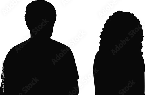 a woman and a man head, silhouette vector