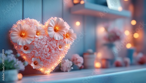 Heart-Shaped Flower with Glowing Lights


