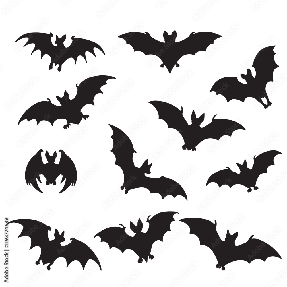 Naklejka premium collection of bat silhouette on white background