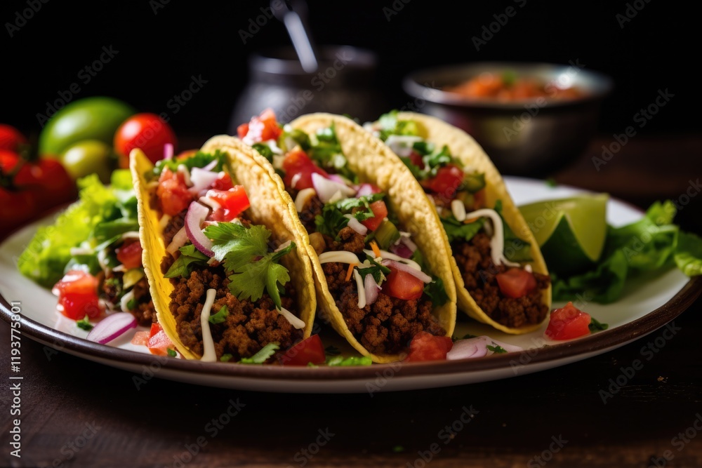 Delicious Homemade Ground Beef Tacos with Freshly Made Salsa on Authentic Tortillas Delicious Homemade Ground Beef Tacos with Freshly Made Salsa on Authentic Tortillas
