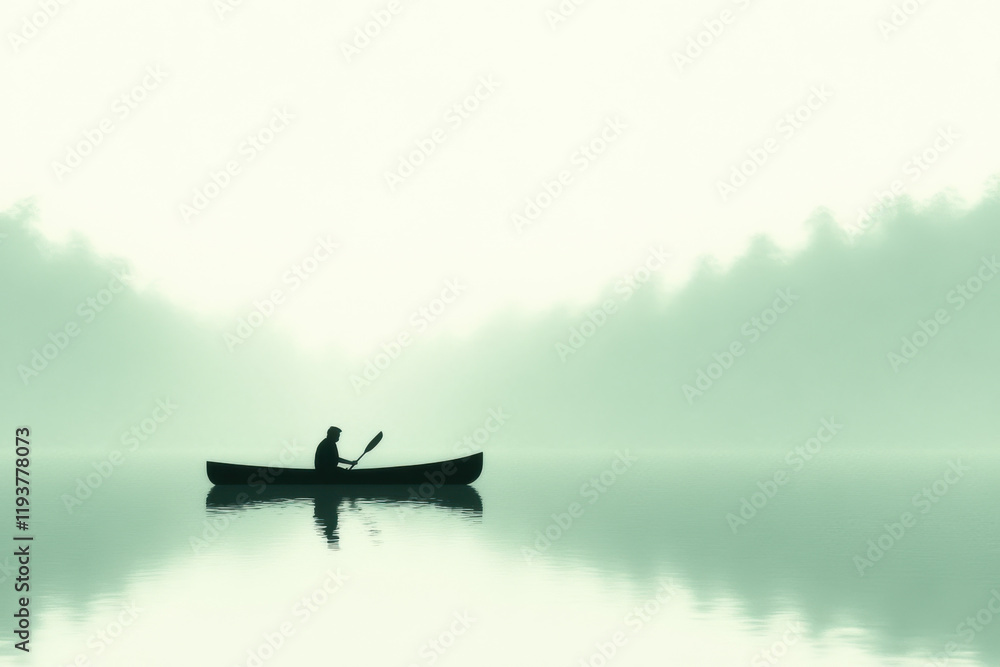 A man is paddling a canoe on a lake A man is paddling a canoe on a lake
