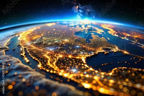 Wallpaper Mural Tilt-Shift Night View of North America: City Lights & Landscapes from Space Torontodigital.ca