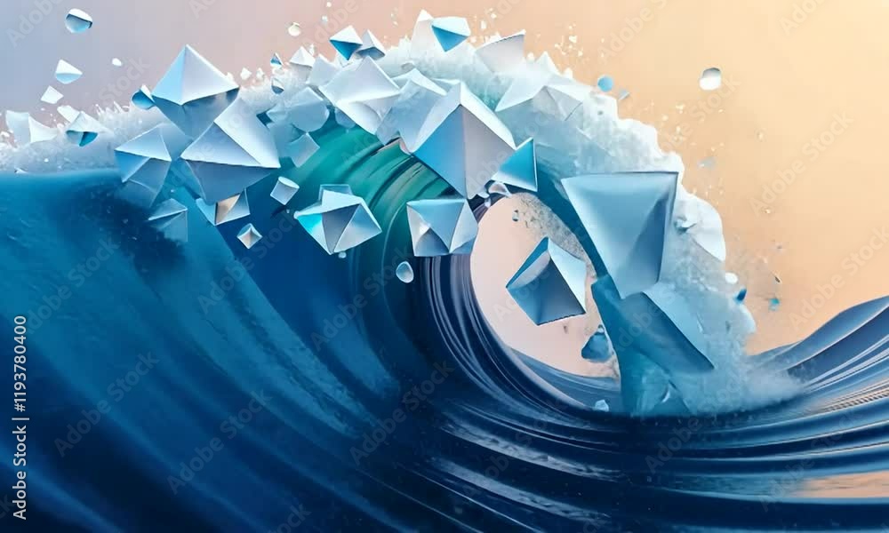 Geometric a Wave. Abstract motion, two color, 3d rendering
