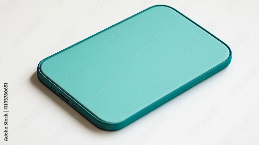 Teal Smartphone Mockup: Modern Phone Case Design on White Background Teal Smartphone Mockup: Modern Phone Case Design on White Background