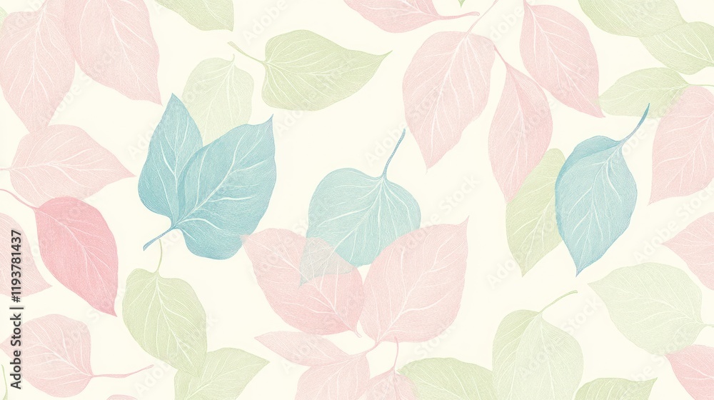 Pastel leaf pattern on cream background Pastel leaf pattern on cream background
