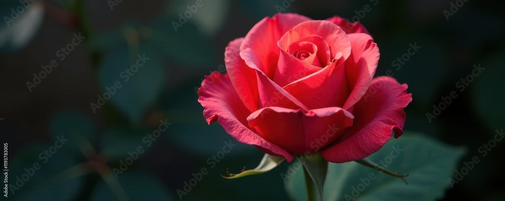Single perfect rose, petals unfurled, vibrant color , white background, macro, valentine Single perfect rose, petals unfurled, vibrant color , white background, macro, valentine