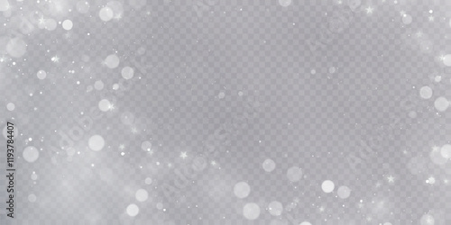 Magical golden cloud of glitter dust. Fine, shiny bokeh glitter particles and fine bright dust. Christmas golden glow effect on transparent PNG background.	
