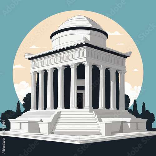 Halicarnassus Mausoleum, vector illustration.