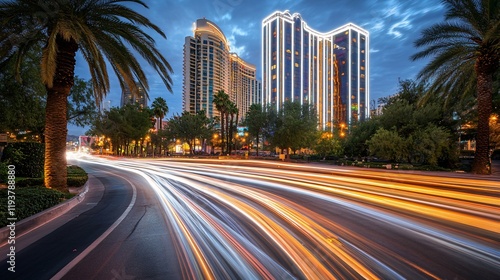Night Cityscape Light Trails Urban Scene