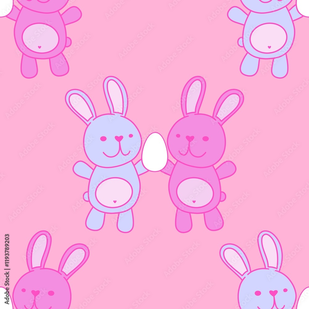 Easter rabbits seamless spring animals and eggs pattern for wrapping paper and fabrics Easter rabbits seamless spring animals and eggs pattern for wrapping paper and fabrics