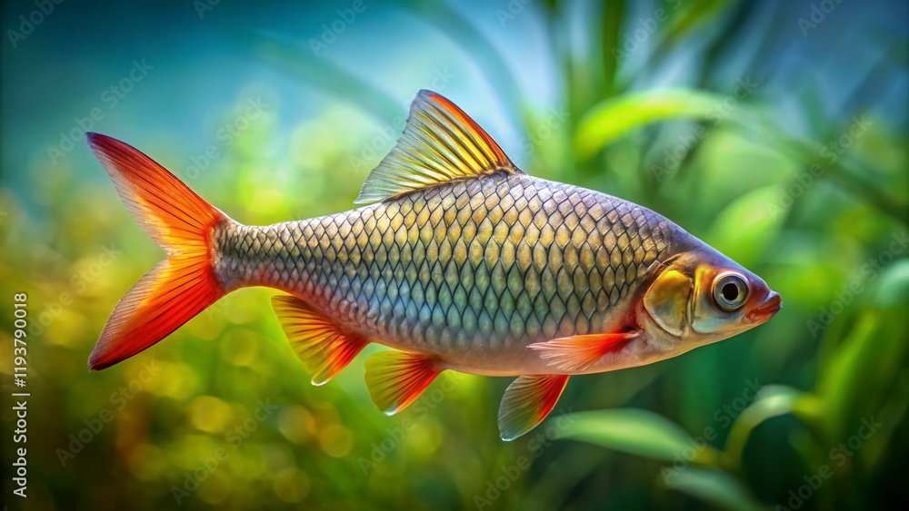Naklejka premium Vibrant Denison's Barb Fish in Aquatic Habitat - Stock Photo