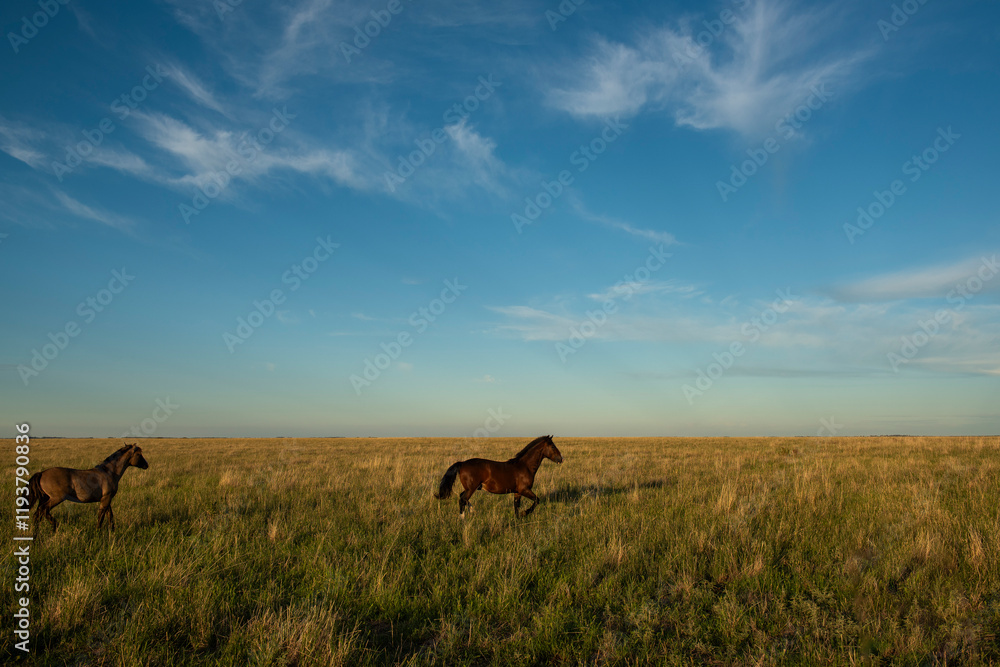 Horses in the Argentine coutryside, La Pampa province, Patagonia, Argentina. Horses in the Argentine coutryside, La Pampa province, Patagonia, Argentina.