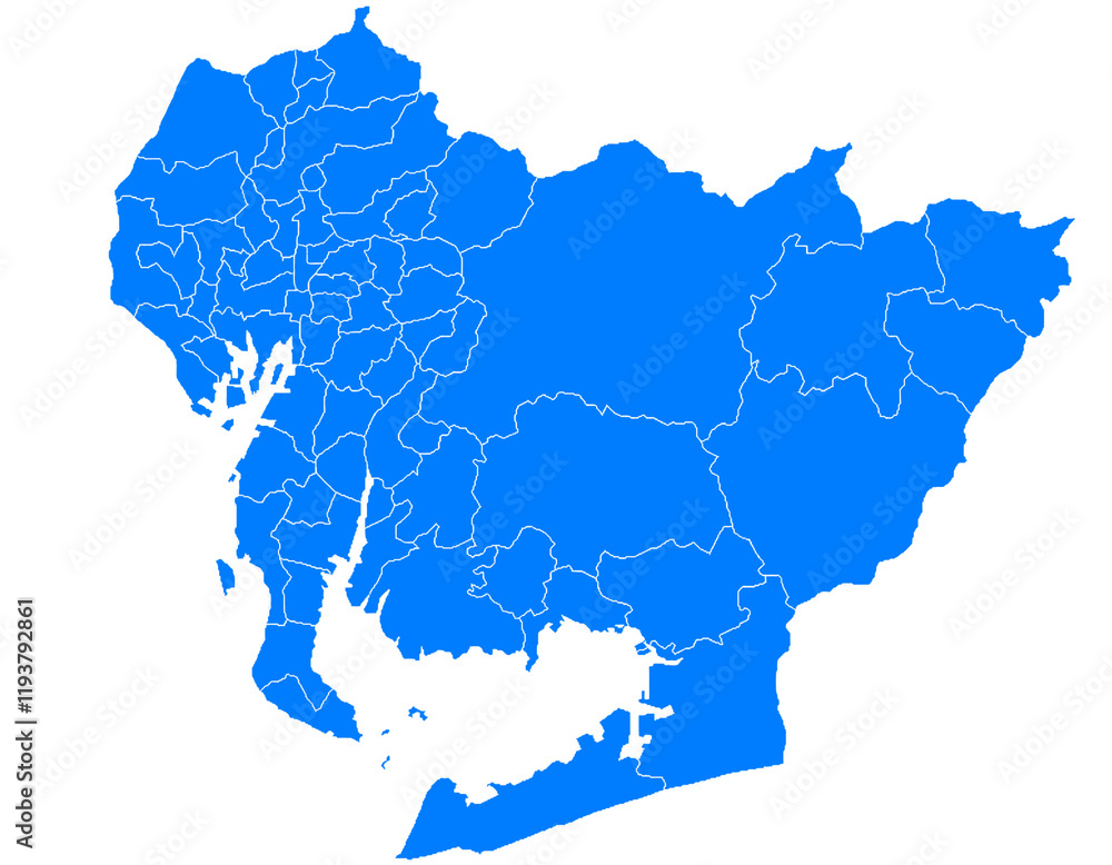 Obraz premium 愛知県 地図 ブルー イラスト