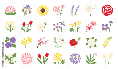 A set of flower themed icons
