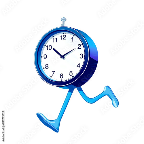classic clock running on two legs, expressing urgency and time pressure - high quality png isolated on transparent background
