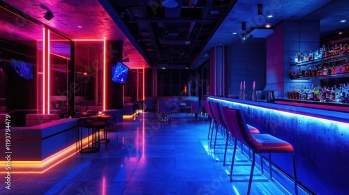 Neon Nights: Cyberpunk Bar Interior Design