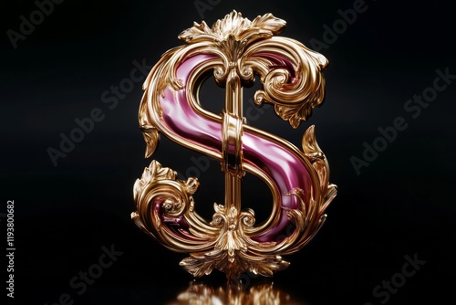 3d icon of dollar sign, on a black background