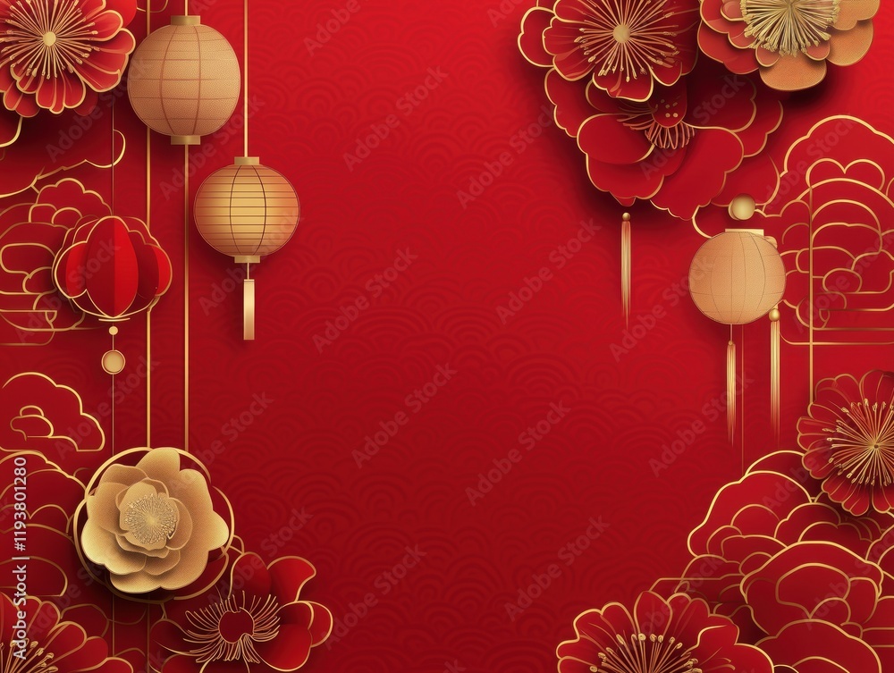 Obraz premium Traditional Chinese style festival celebration background wallpaper backdrop poster