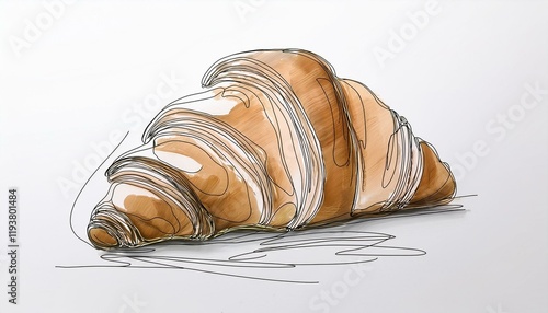 A delectable croissant, artfully sketched in warm tones.