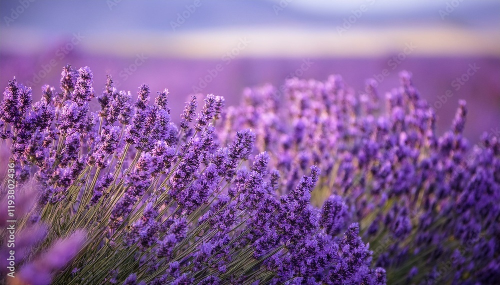 Obraz premium Vibrant purple lavender flowers in a field.