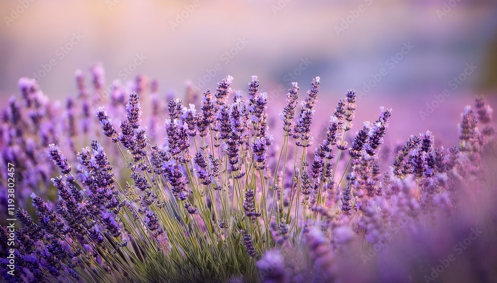 Fototapeta premium Close-up of vibrant purple lavender flowers in a field.