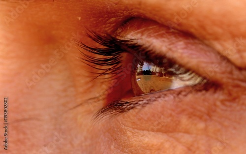 Canvas Print ojo femenino de color marron y pestañas oscuras