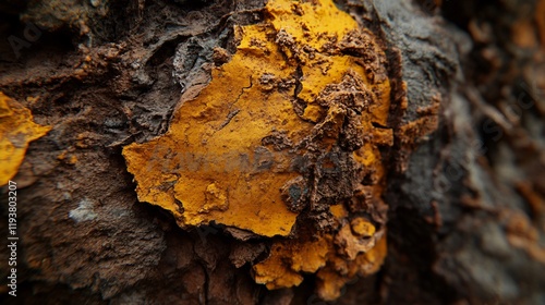 Wallpaper Mural Closeup of Cracked Yellow Paint on Rough Bark Texture Torontodigital.ca