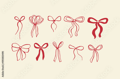 Cherry bow whimsical vector hand drawn illustration