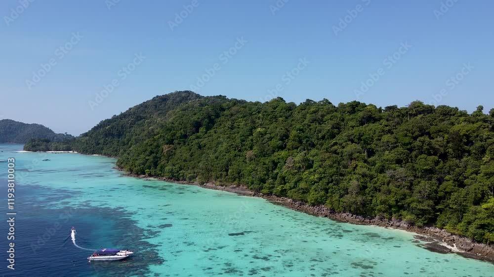 Surin Islands, Thailand. Aerial view of lagoon and forest. Mu Ko Surin National Park Surin Islands, Thailand. Aerial view of lagoon and forest. Mu Ko Surin National Park