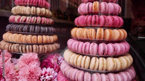 Colourful Macarons Towers on Display