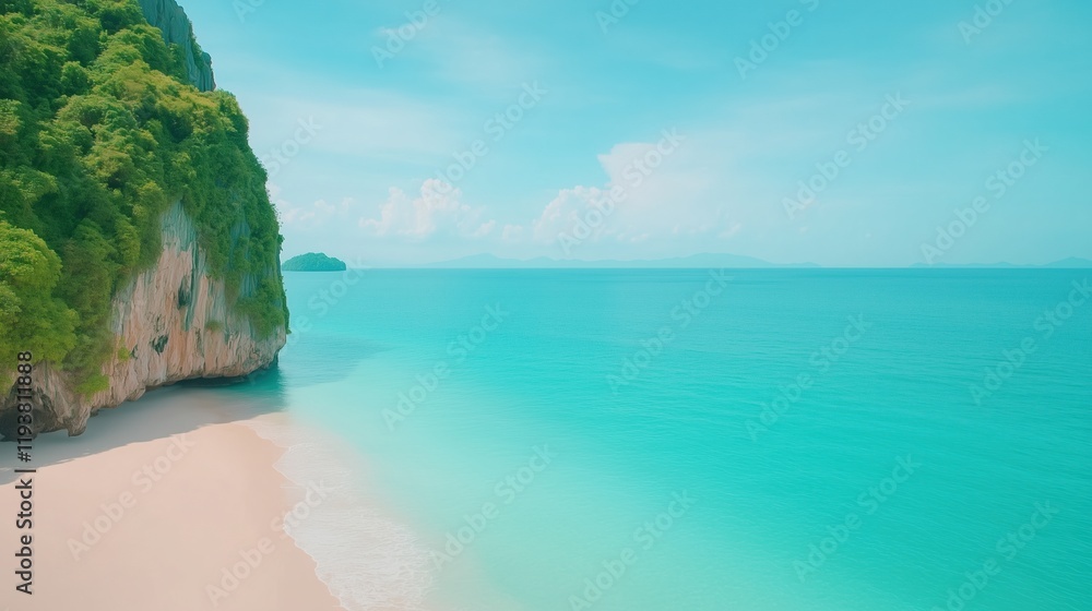Tropical Paradise Beach with Turquoise Water and Lush Green Cliffs in Phuket Thailand Ideal for Travel and Summer Vacation Imagery Showcasing Idyllic Coastal Scenery and Serene Seascape Tropical Paradise Beach with Turquoise Water and Lush Green Cliffs in Phuket Thailand Ideal for Travel and Summer Vacation Imagery Showcasing Idyllic Coastal Scenery and Serene Seascape