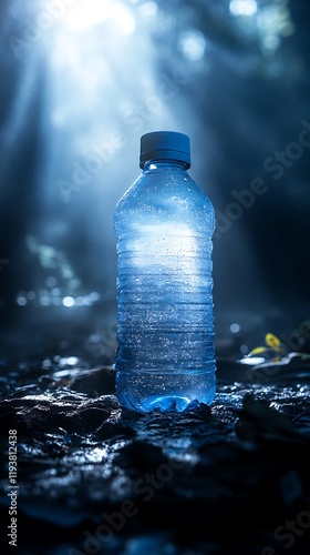 Minimalist Vertical Studio Shot of Water Bottle photo