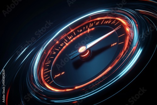 A dynamic banner image featuring a sleek, modern speedometer 
