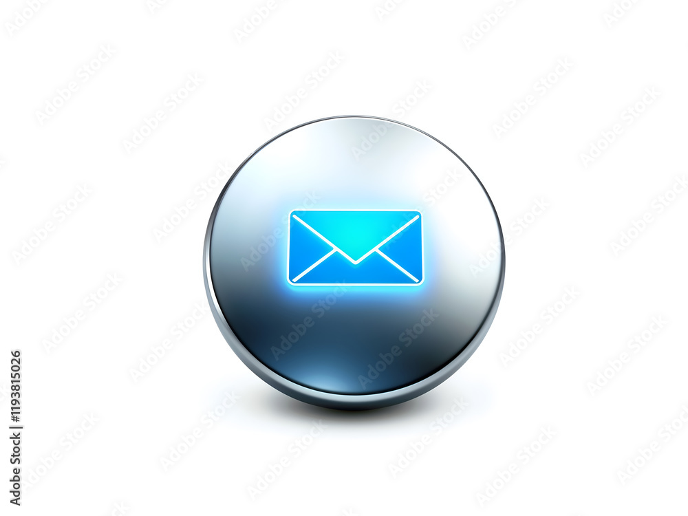 Blue glowing mail icon in a circular frame, ideal for futuristic digital communication projects. Generative AI Blue glowing mail icon in a circular frame, ideal for futuristic digital communication projects. Generative AI