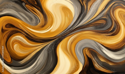 Abstract Swirling Gold Brown And Grey Hues