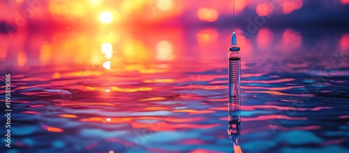 Captivating seascape with fiery orange and red sky at sunset reflecting on the serene rippling surface of the tranquil ocean waves  Peaceful and dramatic natural scenery with a calming