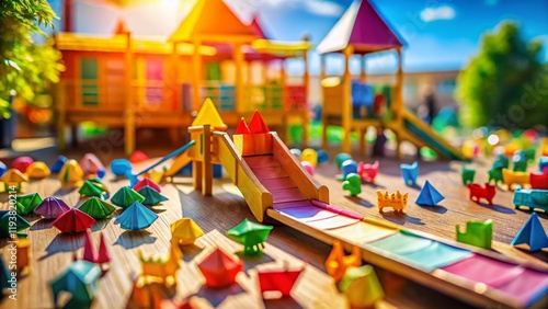 Wallpaper Mural Whimsical Origami Playground: Preschoolers' Colorful Paper Fun Torontodigital.ca