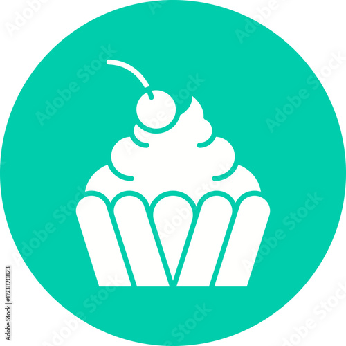Cream Cupcake icon single vector illustration