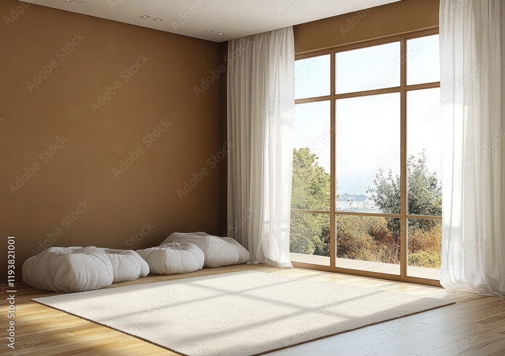 Modern Scandinavian Interior Room with Large Window and Natural Light Modern Scandinavian Interior Room with Large Window and Natural Light