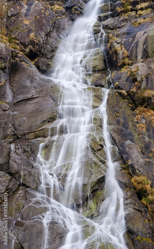 Nardis waterfall (Cascate nardis). Valley Val di Genova in the Parco Naturale Adamello Brenta in the province of Trentino in Italy.