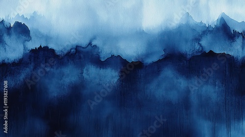 Abstract Deep Blue Watercolor Background Textured Layers Gradient Light Space for Design and Illustration