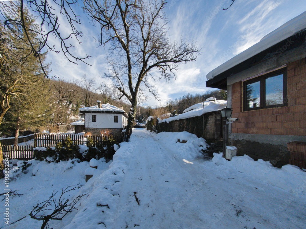 Winter panorama of village of Bozhentsi, Bulgaria Winter panorama of village of Bozhentsi, Bulgaria