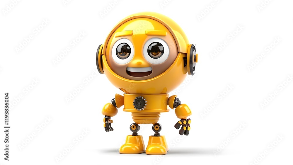 Cute Yellow Robot Character - Friendly and Futuristic Design
Cute Yellow Robot Character - Friendly and Futuristic Design