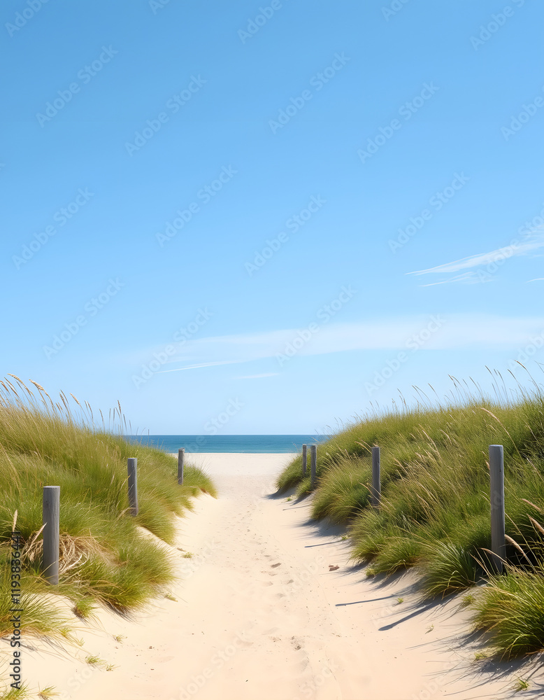 Pathway to Howes Beach on Cape Cod during Summertime, low-poly. isolated with white highlights Pathway to Howes Beach on Cape Cod during Summertime, low-poly. isolated with white highlights
