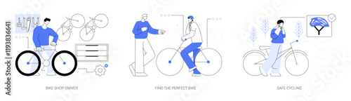 Bike rental isolated cartoon vector illustrations se